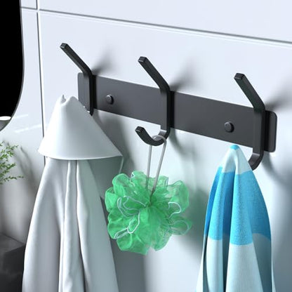 VAEHOLD Coat Hooks Wall Hook for Hanging Clothes Robes Towels Hats Heavy Duty Coat Hanger Coat Rack Wall Mount with 3 Hooks - Black - color: Black, size: “C“ Shape 3 Hooks 1 Pack