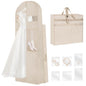 Wedding Dress Garment Bag,72" Tri-Fold Bridal Gown Bag with 6 Pouches and Adjustable Buckle Gown Cover for Wedding/Prom/Travel/Closet Storage (Beige) - color: Beige