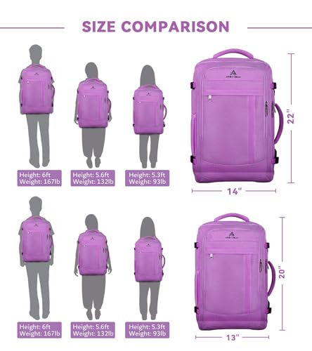 AREYTECO 60L Carry On Backpack, Extra Large Laptop Backpack, Big Capacity Travel Backpack for Women, Expandable Water Resistant Bag Anti-Theft Business Daypack Fit 18 Inch Laptop,Purple - color: Purple, size: 18.4 Inch (22''x14''x11'')