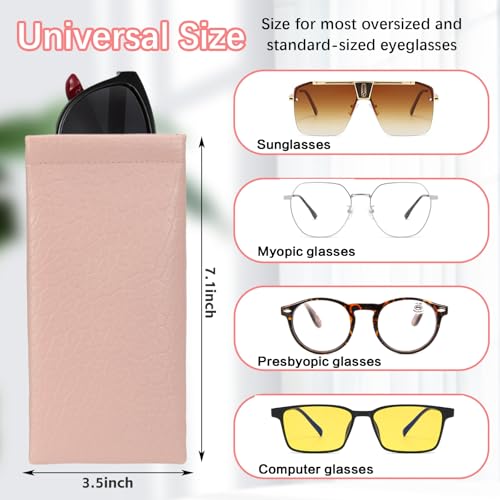 Squeeze Top Sunglass Pouch - Portable Sunglass Organizer Pouch Bags Soft PU Leather Glasses 2 Pack - color: Lilac Purple+denim Blue