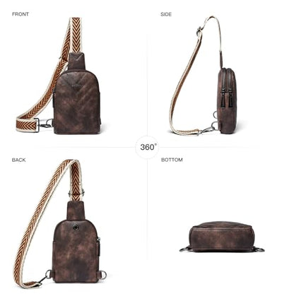 LATMAP 7L Sling Bag for Women Men Leather Small Sling Backpack Daypack Anti Theft Fanny Pack Crossbody Purse Travel - color: Small Size-coffee