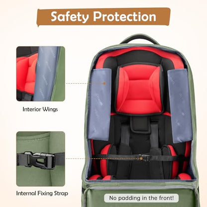 YOREPEK Padded Car Seat Bags for Air Travel, Car Seat Travel Backpack with Shoulder Straps, Gate Check Carsat Bag, Baby Travel Essentials for Flying - color: Olive Green