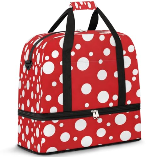 Travel Duffel Bag Round Dots Print Weekender Bag with Shoe Compartment Foldable Overnight Bags for Travel Sports Lightweight Gym Bags for Men Women - color: Round Dots Print