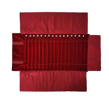 Portable Jewelry Roll Untangled Secure Necklace Travel Storage Bag Displays Holder 16 Chain (Burgundy) - color: Burgundy