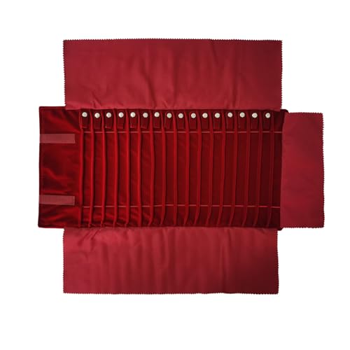 Portable Jewelry Roll Untangled Secure Necklace Travel Storage Bag Displays Holder 16 Chain (Burgundy) - color: Burgundy