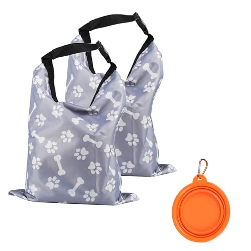 2Packs Dog Travel Bag,10 lb Dog Food Storage Container, Airtight Pet Travel Accessories, Large Capacity Dogs Food Carrier for Camping,with 1Packs Collapsible Dogs Travel Bowls,Perfect for Camping Trip