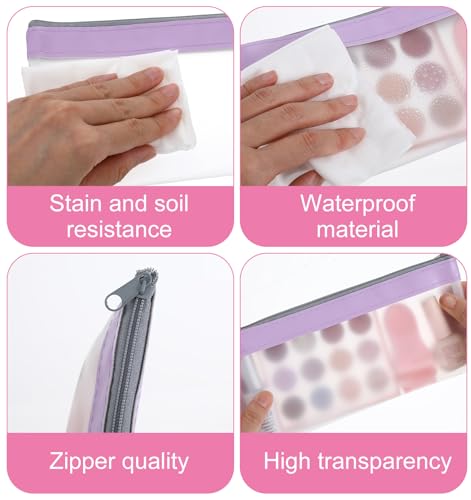 4 Pcs Small Clear Makeup Bag, Mini Clear Zipper Pouch Bag Organizer Pouches for Travel, Lipstick & Earphone Storage (Purple, Gray, Pink, Beige, 8.86 x 4.13 Inches) - size: 8.86 in * 4.13 in