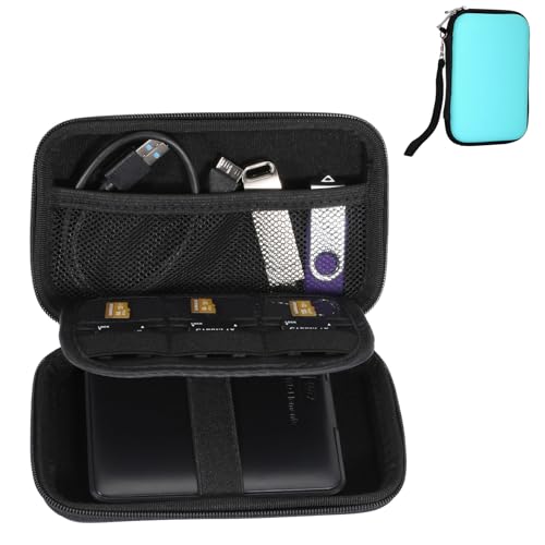 Gadget Case Waterproof Double Layers All-in-One Designed for External Hard Drive,USB Flash Drives,SD Card,Power Banks with Hand Strap (Blue) - color: Blue