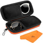 Double Glasses Case Hard Shell, Orange Dual Sunglasses Organizer with Zipper and Cleaning Cloth, Shockproof Travel Eyewear Storage Case for Car