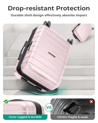 BAGSMART Carry On Luggage 22x14x9 Airline Approved with Spinner Wheels,Lightweight 20 Inch Luggage with TSA Lock,Expandable Hard Shell Carry On Suitcases for Men Women,Pink - color: Pink