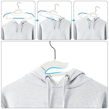 Tinfol Dry Wet Hangers - Space Saving Clothes Hanger, 30pc Plastic Suit Hangers with Non-Slip Pads Clothes - Heavy Duty Hanger Perfect for Cloth, Underwear, Pants, Shirts and Sweaters - color: White, size: 30 Pack