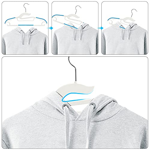Tinfol 15PC Plastic Space Saving Clothes Hangers, Dry Wet Hangers with Non-Slip Pads - Heavy Duty Suit Hanger Perfect for Cloth Underwear Pants Shirts and Sweaters - color: White, size: 15 Pack