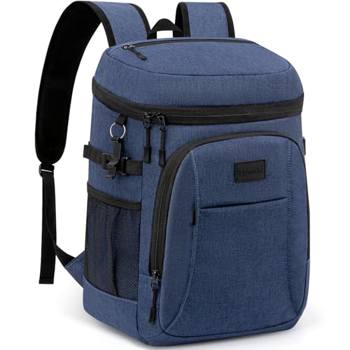 Tuwubi Cooler Backpack 35/42 Cans, Backpack Coolers Insulated Leak Proof for Men Women, Waterproof Soft Sided Lunch Camping Beach Travel Ice Chest Backpack Cooler Bag - color: Blue, size: Medium