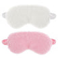 2 Pcs Plush Fluffy Eye Mask Soft Sleeping Blindfold Eye Cover Comfortable Furry Faux Fur Sleeping Mask Satin Nap Night Eyeshade Cover for Women Men Gift (White, Pink) - color: White&pink