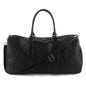 Weekender Bags for Women Woven Leather Travel Duffle Bag with Shoe Compartment, Carry On Garment Bag for Men Women, Large Capacity Water-resistant Gym Tote (Black) - color: Black