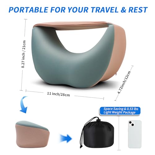 3-in-1 Memory Foam Travel Neck Pillow – Adjustable, Machine Washable & Portable for Airplane, Car, Office – Converts to Scarf & Eye Mask – Ultimate Neck Support for Long Flights - color: Pk, size: Small