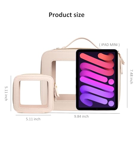 LETGO Clear Makeup Bags - TSA Approved Toiletry Bags with Zipper, Beach Makeup Organizer for Carry-on Travel Essentials, Sunscreen Cosmetic Bags for Women & Girls (Large Beige) - color: Beige, style: Large