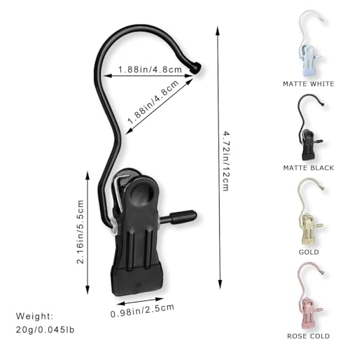 Hangers Clips,Stainless Hooks for Closet Hooks,Heavy Duty Clothespins Laundry Hanging Hooks,Travel Portable Clothes,Boot Tall Towel Hats Socks Pants and Bras (10, Matte Black) - color: Matte Black