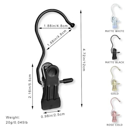 Hangers Clips,Stainless Hooks for Closet Hooks,Heavy Duty Clothespins Laundry Hanging Hooks,Travel Portable Clothes,Boot Tall Towel Hats Socks Pants and Bras (10, Matte Black) - color: Matte Black
