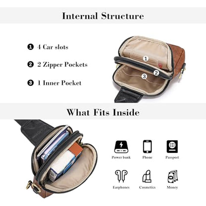 Haytijoe Small Anti Theft Crossbody Bag for Women Faux Leather Lightweight Sling Bags RFID Blocking Fanny Pack for Travel - color: Black Brown