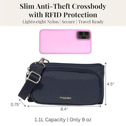 Baggallini Classic Anti-Theft Mini Wallet Crossbody - color: French Navy