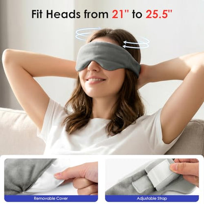 Akakios Heated Eye Mask for Dry Eyes, Microwavable Moist Heat Weighted Eye Masks Warm Compress for Dark Circles and Puffiness, Relief Stye Treatment, with Washable Cover(Gray) - color: Gray