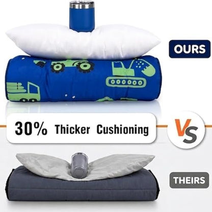 Primlect Thickened Toddler Nap Mat with Removable Pillow and Minky Blanket, Extra Large 55''x35'' Sleeping Bag, Washable, Roll up, Perfect for Daycare, Preschool, Kindergarten, Boys (Excavator) - color: Green Car