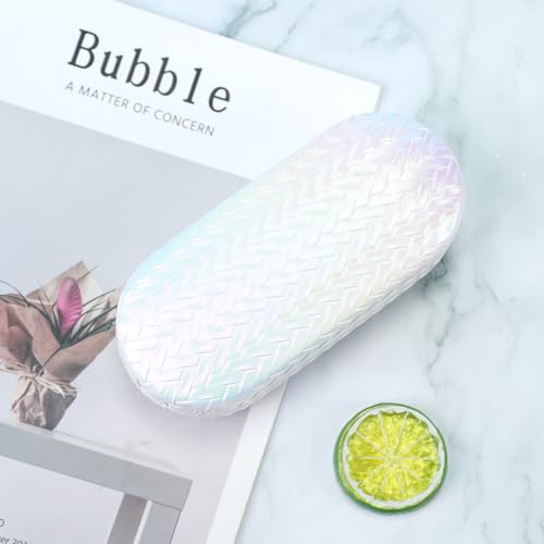 PERFECTSIGHT Sunglasses Case, Large Hard Shell Glasses Case, Cute PU Leather Protective Eyeglasses Case for Women Men - color: Gradient White