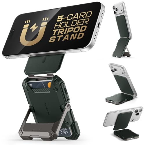 SUPCASE for MagSafe Wallet with Stand, Magnetic Wallet for Men, [Hold 5 Cards] [Adjustable Stand] [RFID Blocking] Phone Stand Credit Card Holder Tripod for iPhone 17/16/15/14/13/12 Series, Guldan - color: Guldan