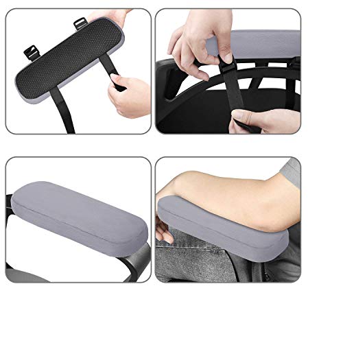 MOSISO Chair Armrest Pads (2 Pack), Memory Foam Home/Office Chair Arm Rest Covers Comfy Computer Gaming Elbow Cushion Removable Washable Elbow Support Forearm Pressure Relief, Gray - color: Gray