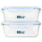 Glass Food Storage Containers Set, Large Size Containers with Lids, BPA-free Locking lids, 100% Leak Proof Glass Meal Prep Containers, Freezer to Oven Safe (2 Pack of 80oz) - color: 2 Pack of 80oz