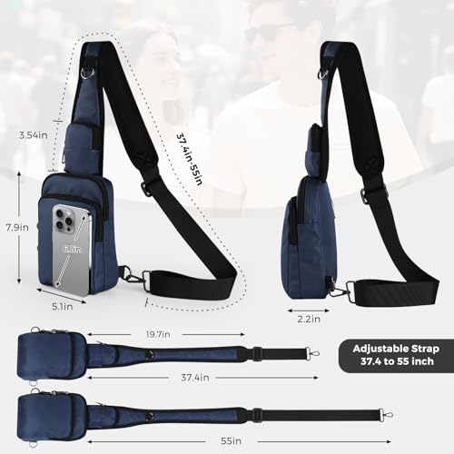 VADOO Sling Bag, Crossbody Bag with Zipper Lock, RFID Blocking & Water Resistant for Men and Women - color: Blue