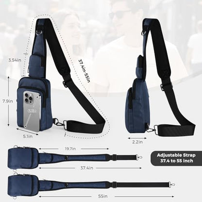 VADOO Sling Bag, Crossbody Bag with Zipper Lock, RFID Blocking & Water Resistant for Men and Women - color: Blue