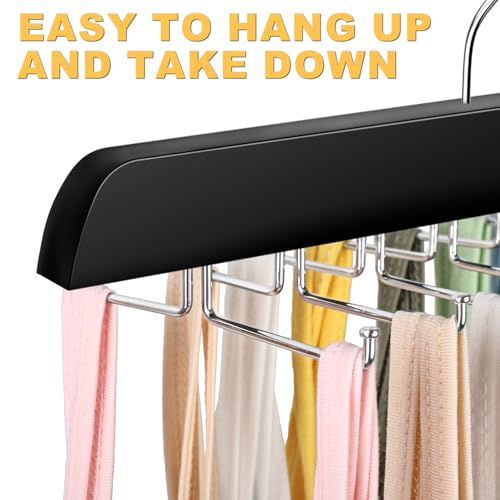 Resovo Tank Top Hanger with Premium Wood, 24 Large Capacity, Space Saving,360 Degree Rotating, Foldable Metal Hooks, Tank Tops - color: Black