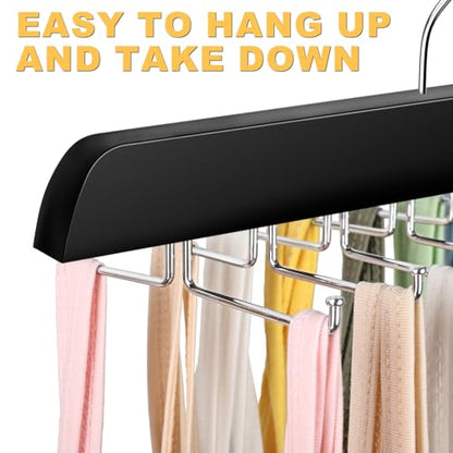 Resovo Tank Top Hanger with Premium Wood, 24 Large Capacity, Space Saving,360 Degree Rotating, Foldable Metal Hooks, Tank Tops - color: Black