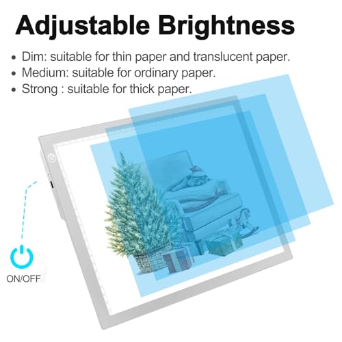 LitEnergy Rechargeable Light Board Battery Powered Light Box, Ultra-Thin Adjustable Artcraft LED Tracing Table Light Pad for Drawing, Diamond Art Painting, Sketching, Animation, Stenciling (Silver) - color: SILVER, size: 04 - 10x15inch rechargeable