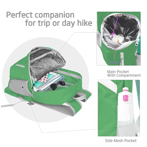 35L Foldable Waterproof Backpack For Outdoor Sports Travel Inside Wet Clothes Compartment Packable For Multiple - color: 1green