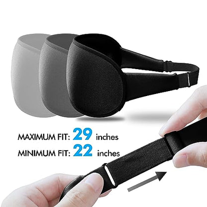 Sleep Eye Mask for Men Women, Sleeping Mask for Side Sleeper, Travel Blackout Night Blindfold Eye Shade Cover with Adjustable Strap (Ebony) - color: Ebony