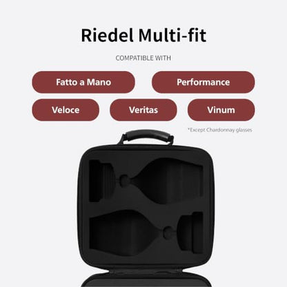 Woven Hardshell 2-Glass Wine Glass Case for Riedel (Glasses Not Included), Protective Stemware Carrier with Precision-Cut Multi-Fit EVA Foam for Travel and Storage - size: Riedel Multi-fit