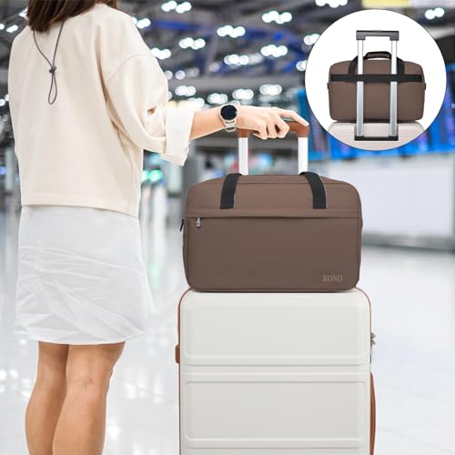 Kono Travel Duffel 20L Under Seat Carry-On Sports Tote Gym Weekender Overnight Bag - Brown, 15.75"x9.84"x7.87" - color: Brown, size: M(15.75in x 9.84in x 7.87in)-20L