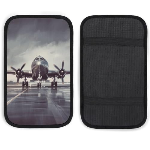 Airplane Art Car Armrest Cover Universal Auto Center Console Pad Car Armrest Set Box Cover Protector for Most Vehicle, SUV, Truck, One Size