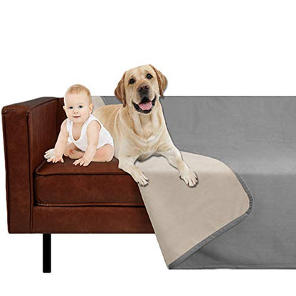 Ameritex Pet Bed Blanket Reversible 100% Waterproof Velvet Super Soft for Sofa and Bed (52x82 Inches, Light Grey+Beige) - color: Light Grey+beige, size: 52x82 Inches