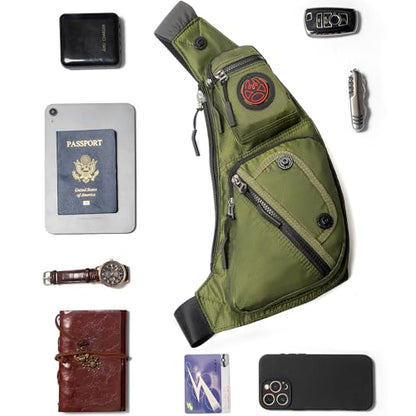 NICGID Sling Bag Chest Shoulder Backpack Crossbody Bags Casual Daypack for Men Women (Army green-2620N) - color: Army Green-2620n