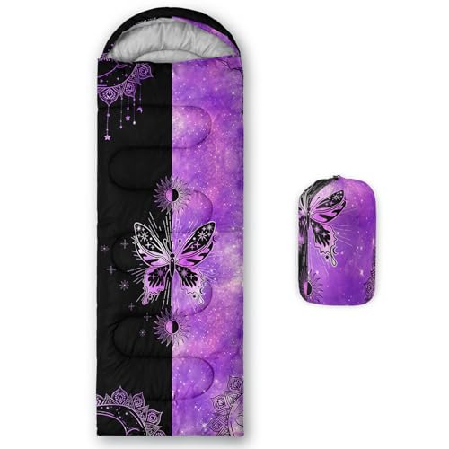 Kids Sleeping Bag for Boys Girls,Western Cowboy Print-Lightweight Warm Portable Outdoor Indoor-Waterproof Cold Weather Resistant Sleeping Bag for Camping Hiking - color: Butterfly-4