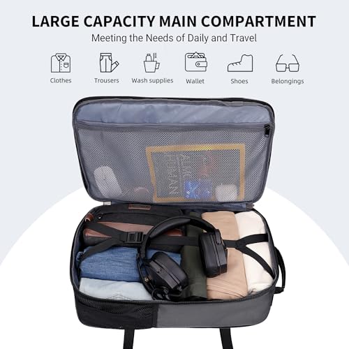 WITZMAN Carry On Travel Backpack for Men Large Convertible 45L Fit 17 Inch Laptop Backpack 3 in 1 Bag for Airline Approved(B688 Silvery Grey) - color: Silvery Grey
