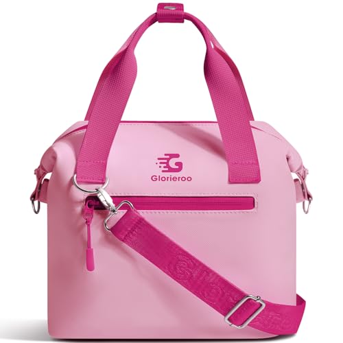 GLORIEROO Pastel Lunch Box Women | Insulated Soft Waterproof Leakproof Lunch Bag Cooler | Adjustable Strap | BPA-Free - color: Berry Blush