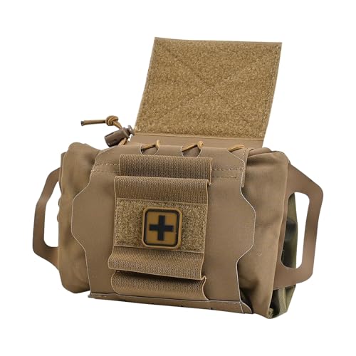 SABADO Rapid/Quick Deploy First Aid Kit Pack Tactical IFAK Pouch Two-Piece System Med Roll Carrier Hypalon Handle Outdoor Sport Hunting Bag - color: Coyote Brown
