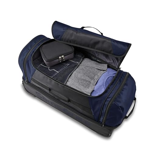 Samsonite Andante 2 Wheeled Duffel Bag – 32-Inch Durable Rolling Luggage with Inline Skate Wheels, Push-Button Handle & Spacious Compartments – Travel-Friendly and Lightweight- Navy/Black - color: Navy/Black, size: 32-Inch