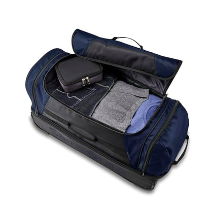 Samsonite Andante 2 Wheeled Duffel Bag – 32-Inch Durable Rolling Luggage with Inline Skate Wheels, Push-Button Handle & Spacious Compartments – Travel-Friendly and Lightweight- Navy/Black - color: Navy/Black, size: 32-Inch