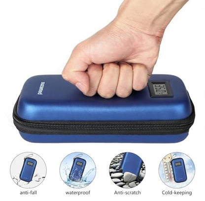 suzamed Insulin Cooler Travel Case,EVA Insulation Travel Medicine Kit with Temperature Display for Diabetes Care,Insulin Pen and Other Diabetic Suppliess (Blue-Temp) - color: Blue-temp